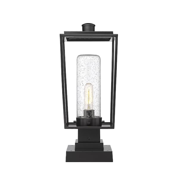 Sheridan 1 Light Outdoor Pier Mounted Fixture, Black And Seedy